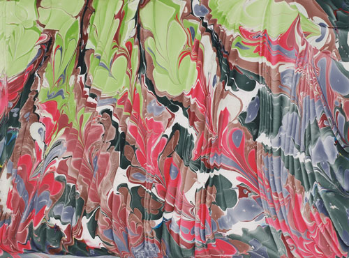 Rideau rouge et vert, Papier marbre, Collection de l'artiste